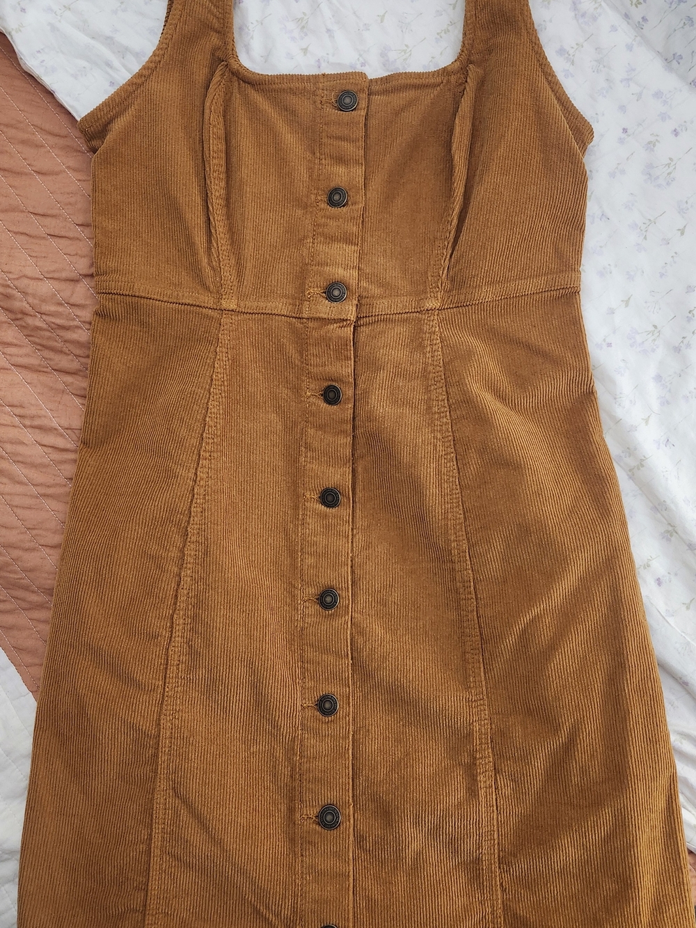 Large Button-Front Corduroy Tank Dress